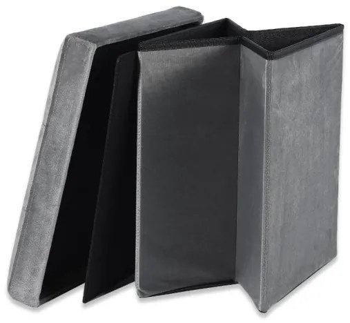 Skladacia taburetka L zamatová, sivá