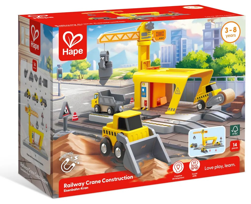 Vláčikodráha - Železničná súprava so žeriavom - 14 ks