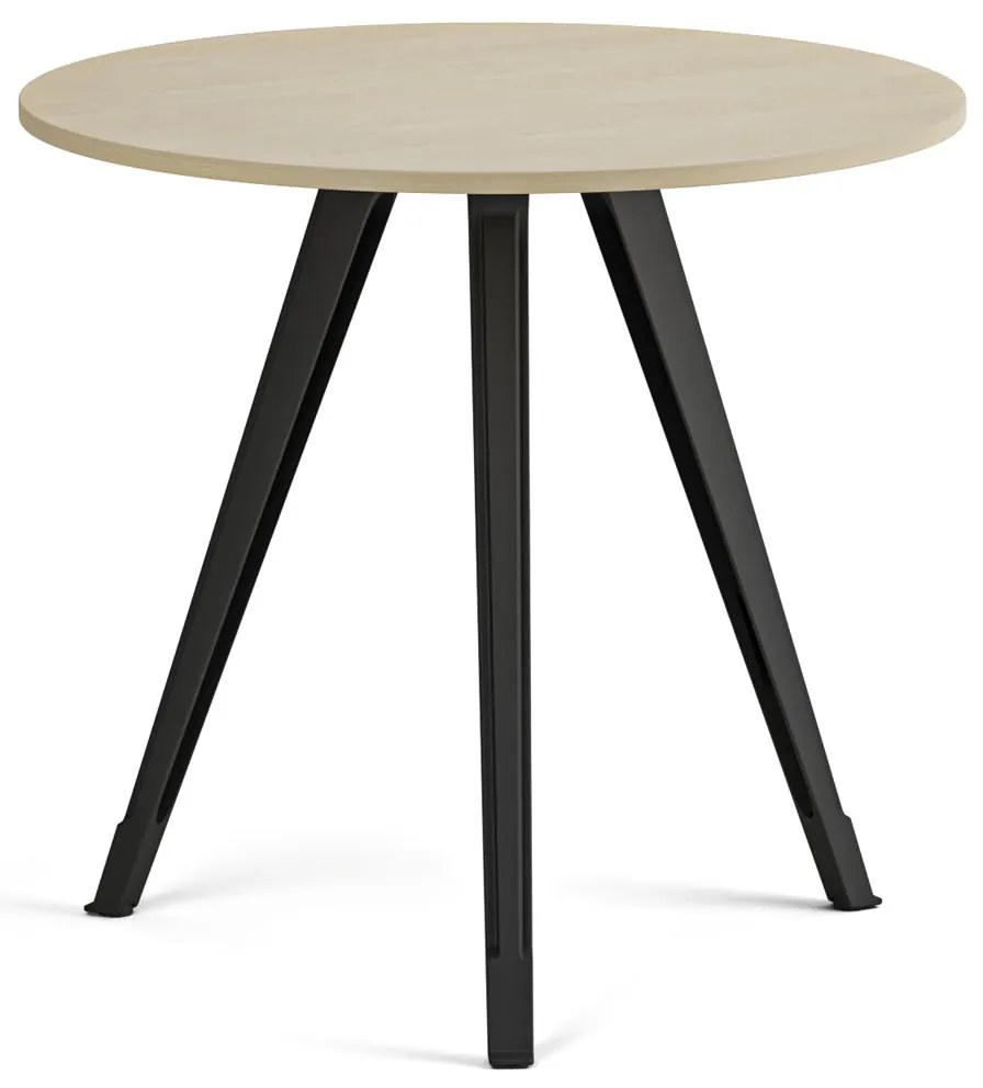 Konferenčný stôl PRIMO ZEN, priemer 80 cm, čierna podnož, breza