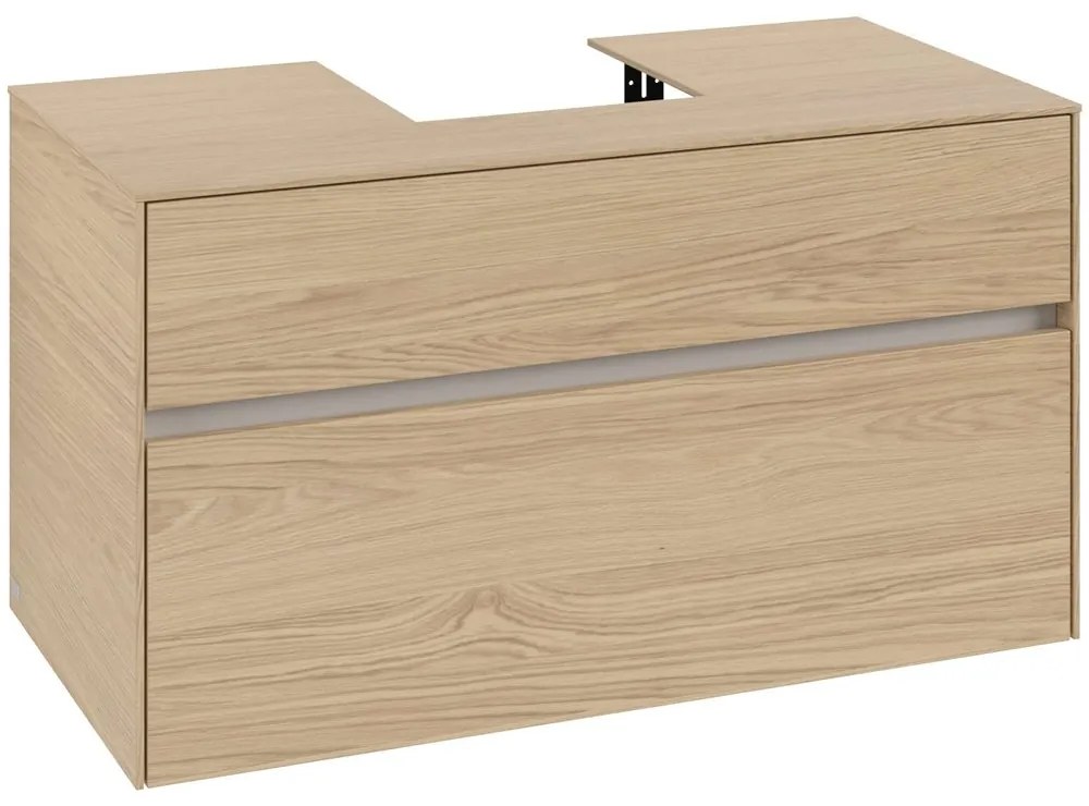 VILLEROY &amp; BOCH Collaro závesná skrinka pod umývadlo na dosku (umývadlo v strede), 2 zásuvky, 1000 x 500 x 548 mm, Nordic Oak, C09400VJ