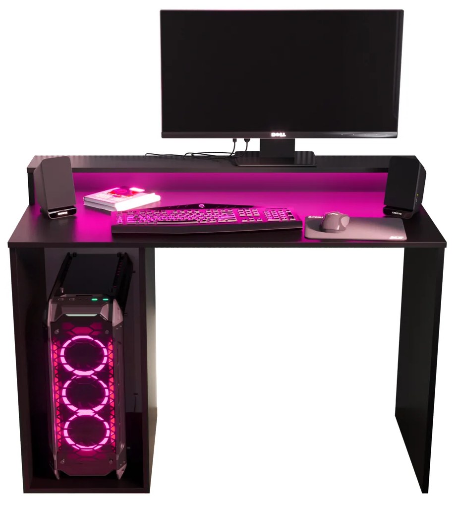 Herný PC stolík Garrick 2 (čierny) (s LED RGB osvetlením). Akcia -18%. Vlastná spoľahlivá doprava až k Vám domov. 1064135