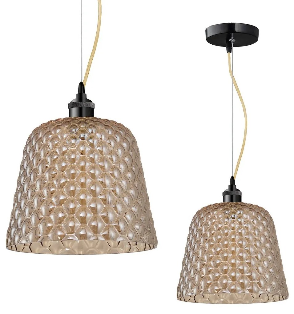 Závesné svietidlo Rio, 1x medové sklenené tienidlo, b