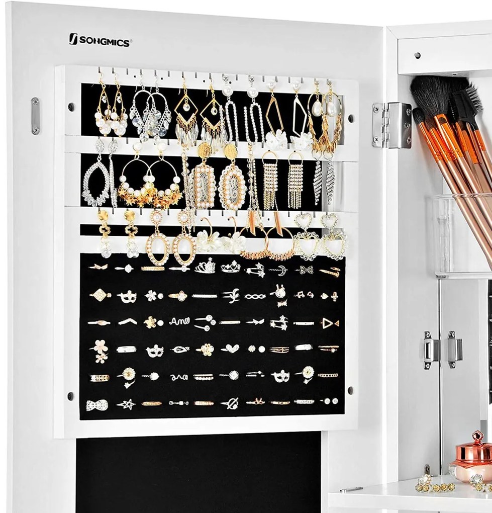 Nástěnná šperkovnice se zrcadlem Wendy bílá