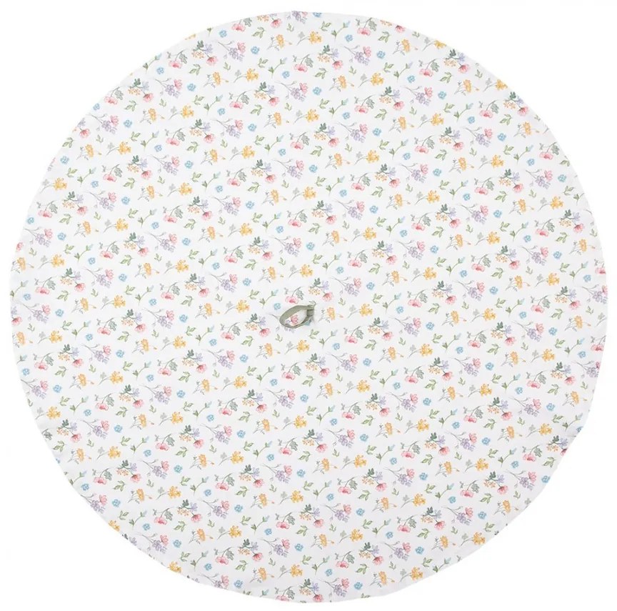 Bavlnená okrúhla utierka s kvetinovým motívom Colourful Flowers - Ø 80cm