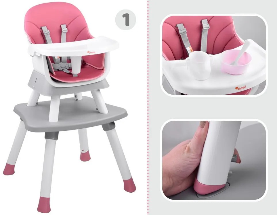 Stolička na kŕmenie set 6v1 ZA4142 - ružová
