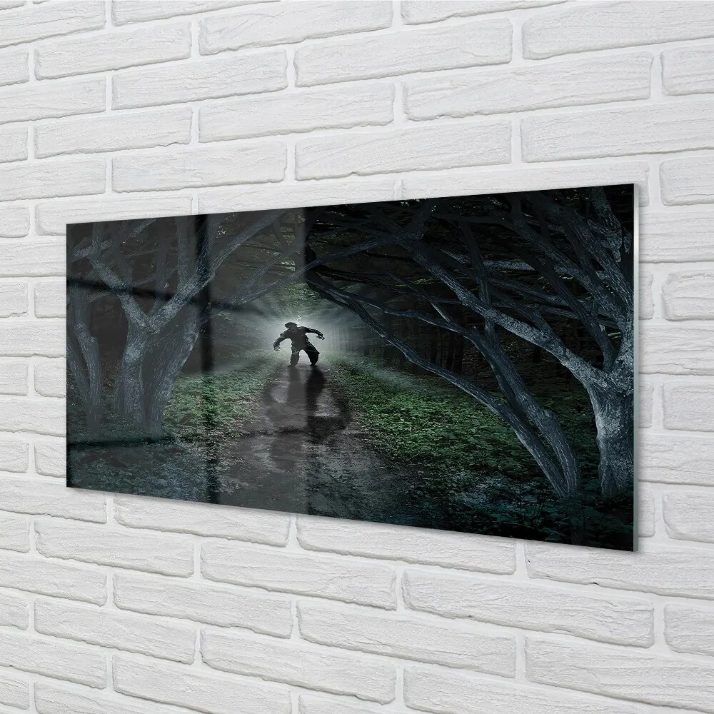 Obraz na skle strom formu temného lesa 120x60 cm