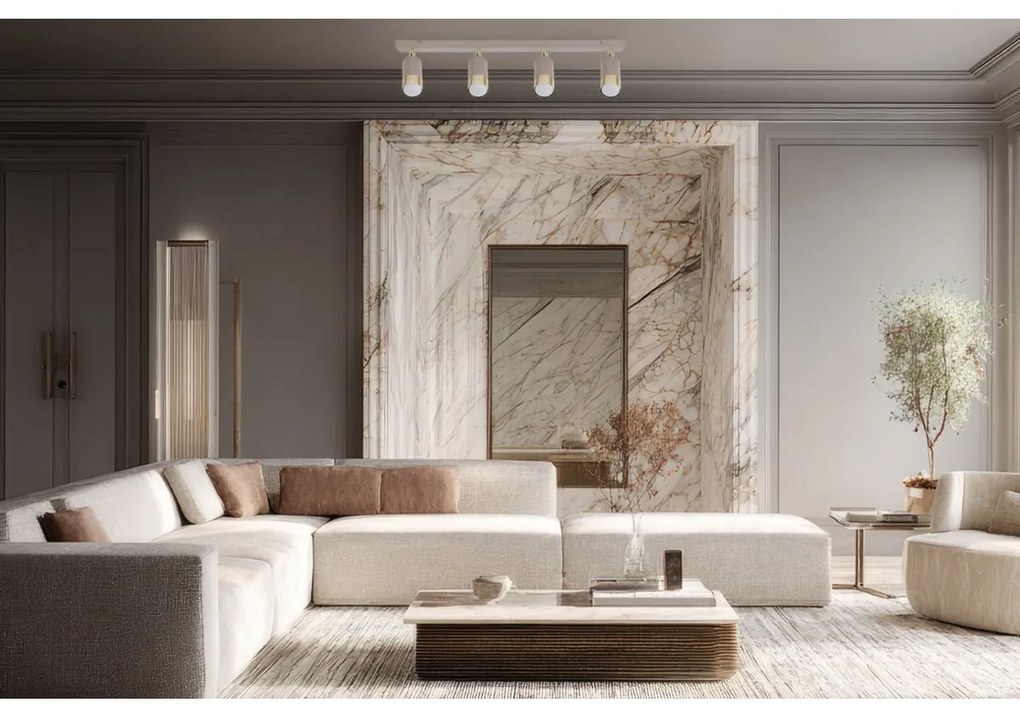 Bodové svietidlo Hugo, 4x béžové/zlaté kovové tienidlo, (možnosť polohovania)