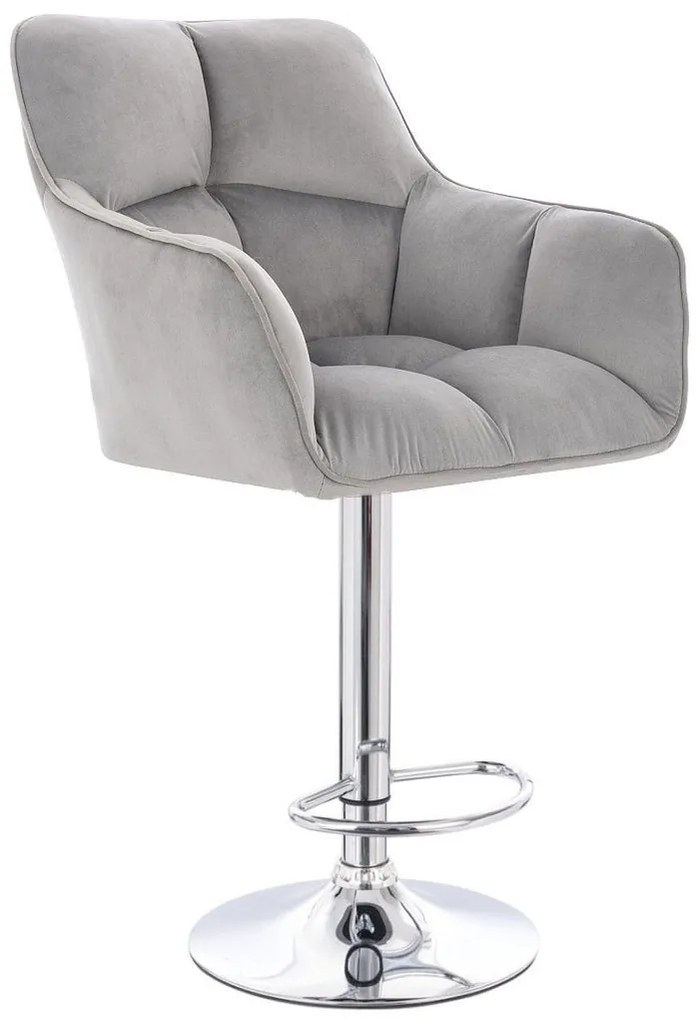 LuxuryForm DESIGN Barová stolička AMALFI VELUR na striebornom tanieri - svetlo šedá