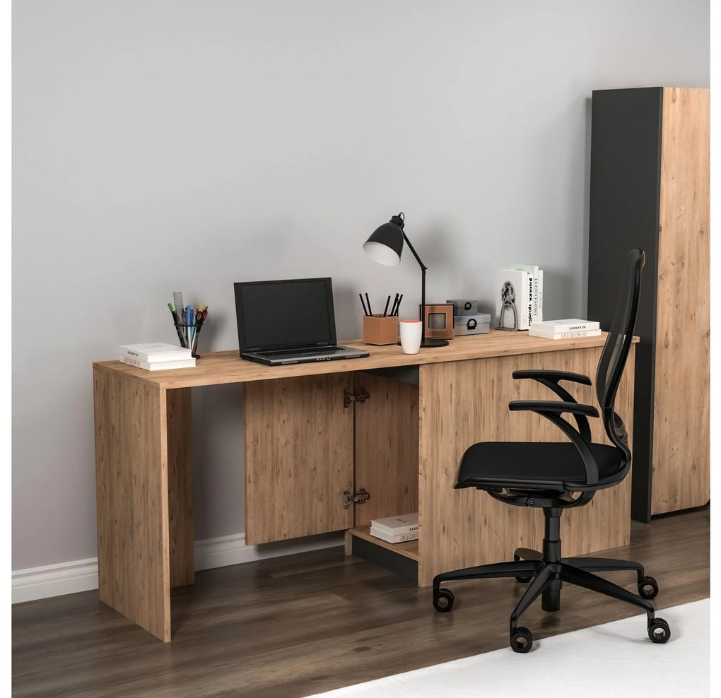 PC stolík Pelavi 1 (borovica atlantická + antracit) . Akcia -20%. Vlastná spoľahlivá doprava až k Vám domov. 1095007