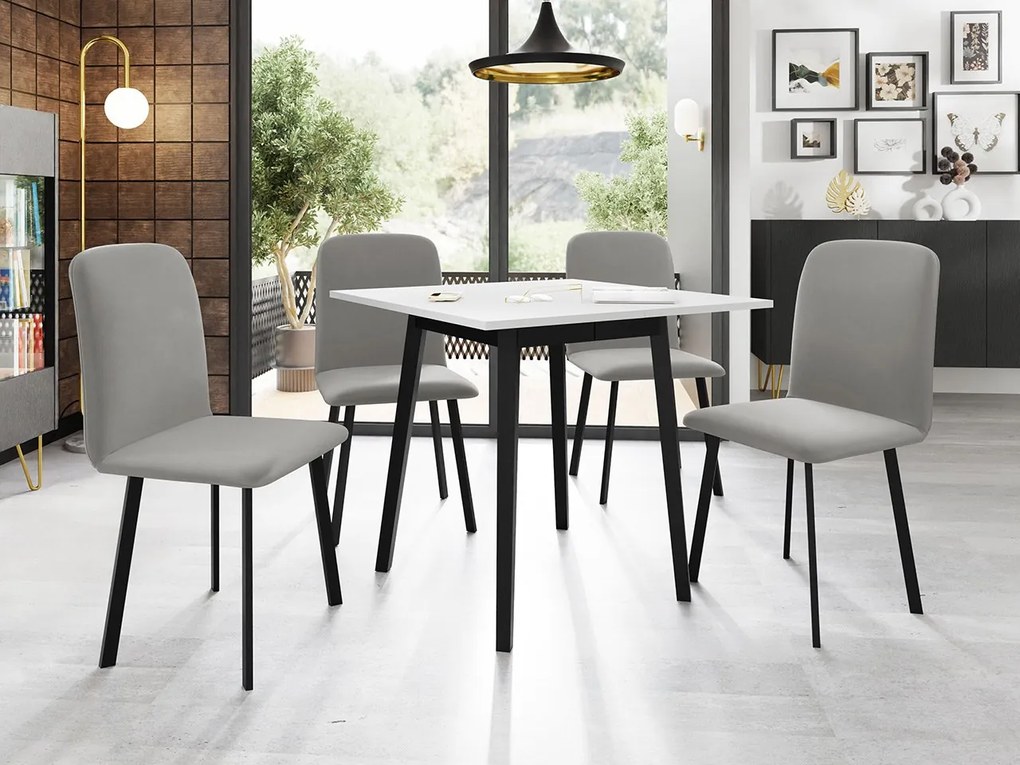 Jedálensky set so 4 stoličkami Renkiz S 85/85, Farby:: Amor Velvet 4311, Farby:: sivý mramor / čierna