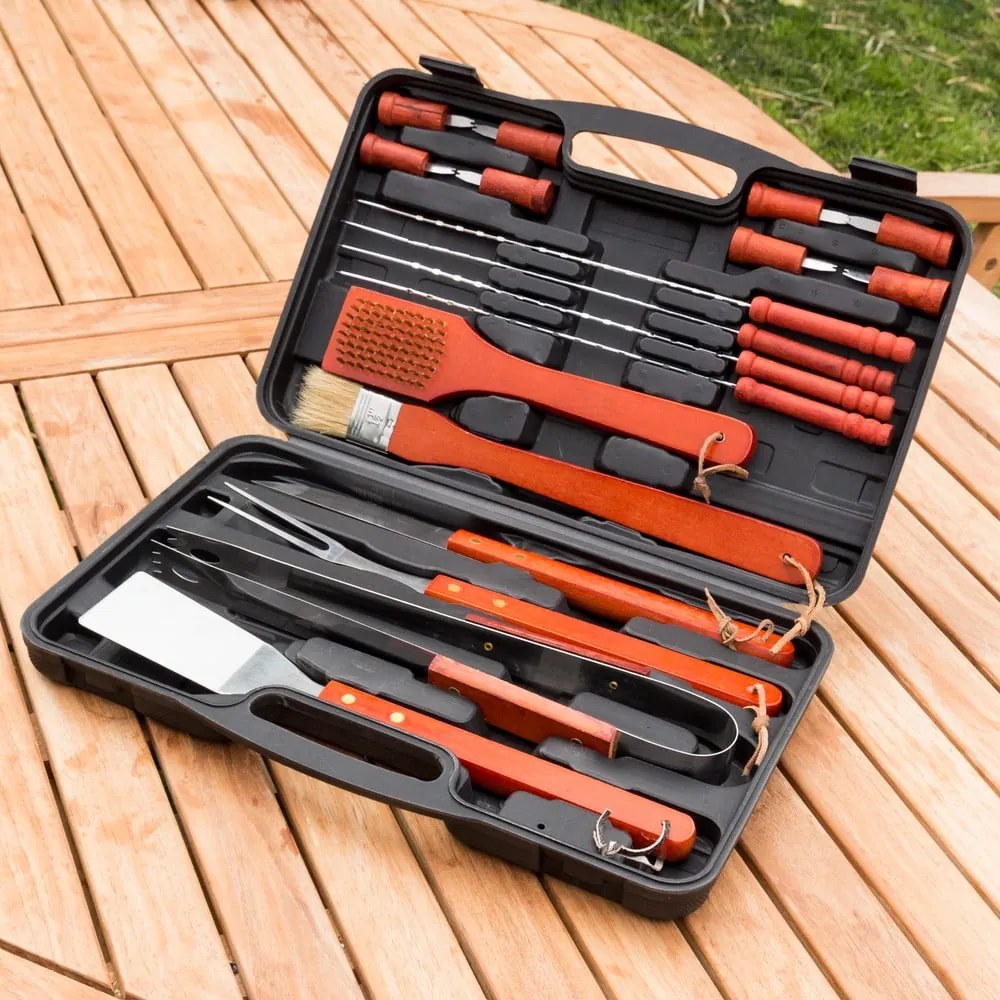 18-dielna sada náradia na grilovanie z antikoro ocele v kufríku InnovaGoods Barbecue