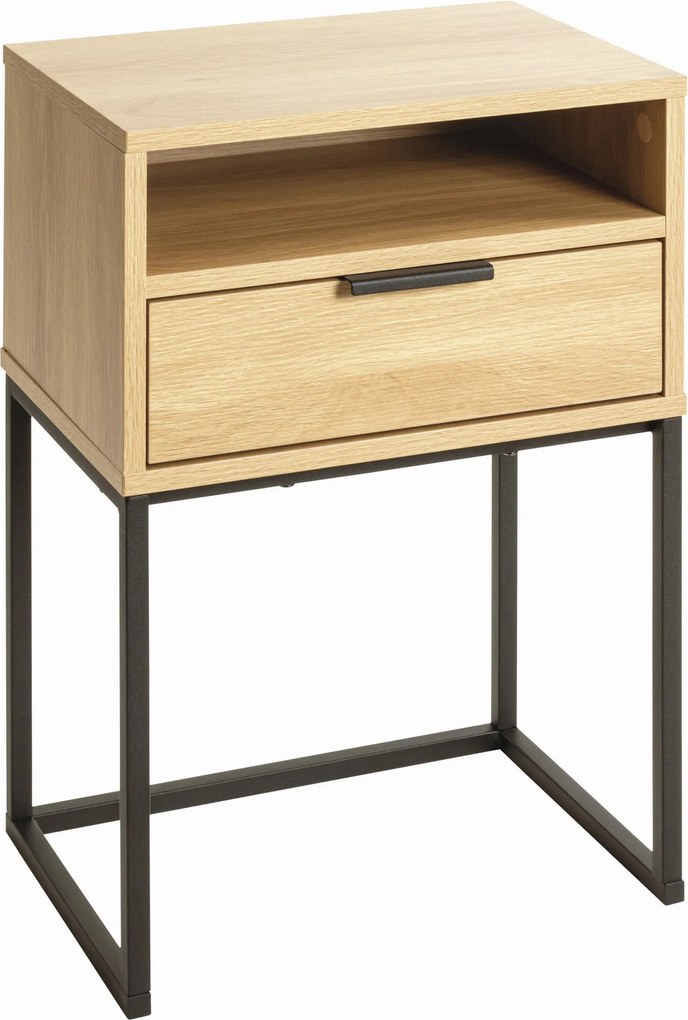 XXXLutz NOČNÝ STOLÍK, čierna, farba duba, 40/60/28 cm - Nočné stolíky - 001931044008