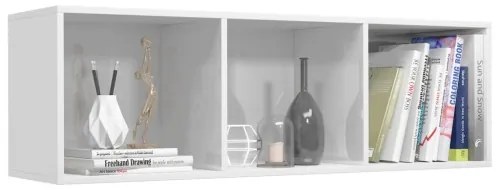 vidaXL Knižnica/TV skrinka, lesklá, biela 36x30x114 cm, drevotrieska-