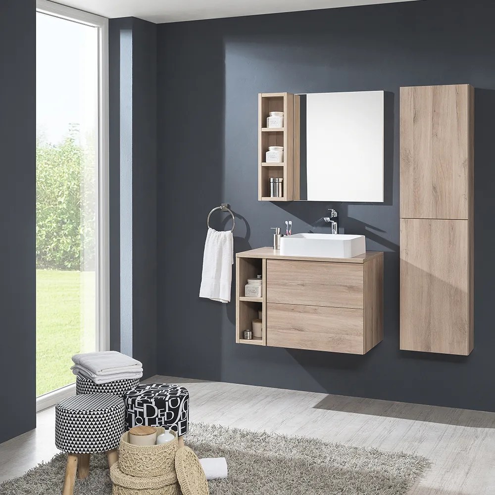 Mereo, Mereo Aira, kúpeľňová skrinka 170 cm vysoká, ľavé otváranie, Multidecor, Betón tmavosivý, MER-CN794LNBET2