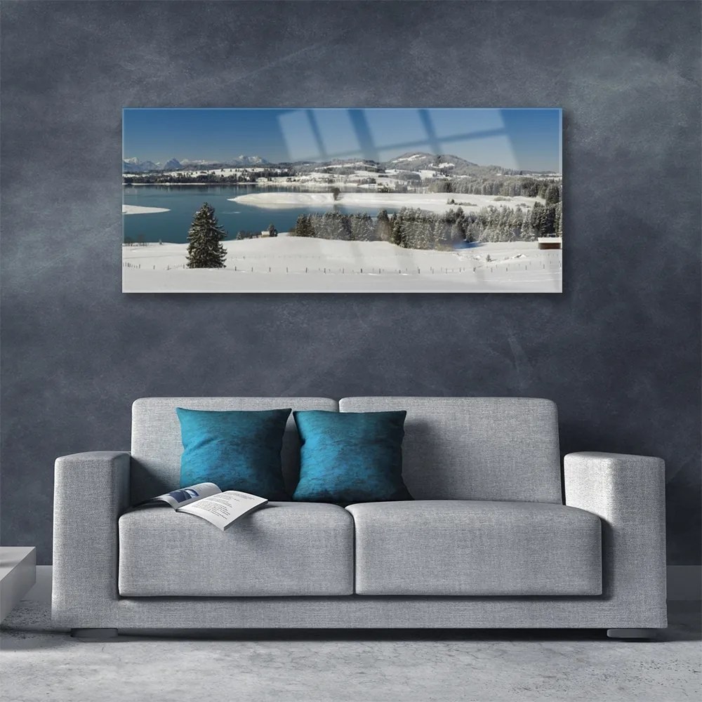Obraz plexi Jazero sneh príroda hory 125x50 cm