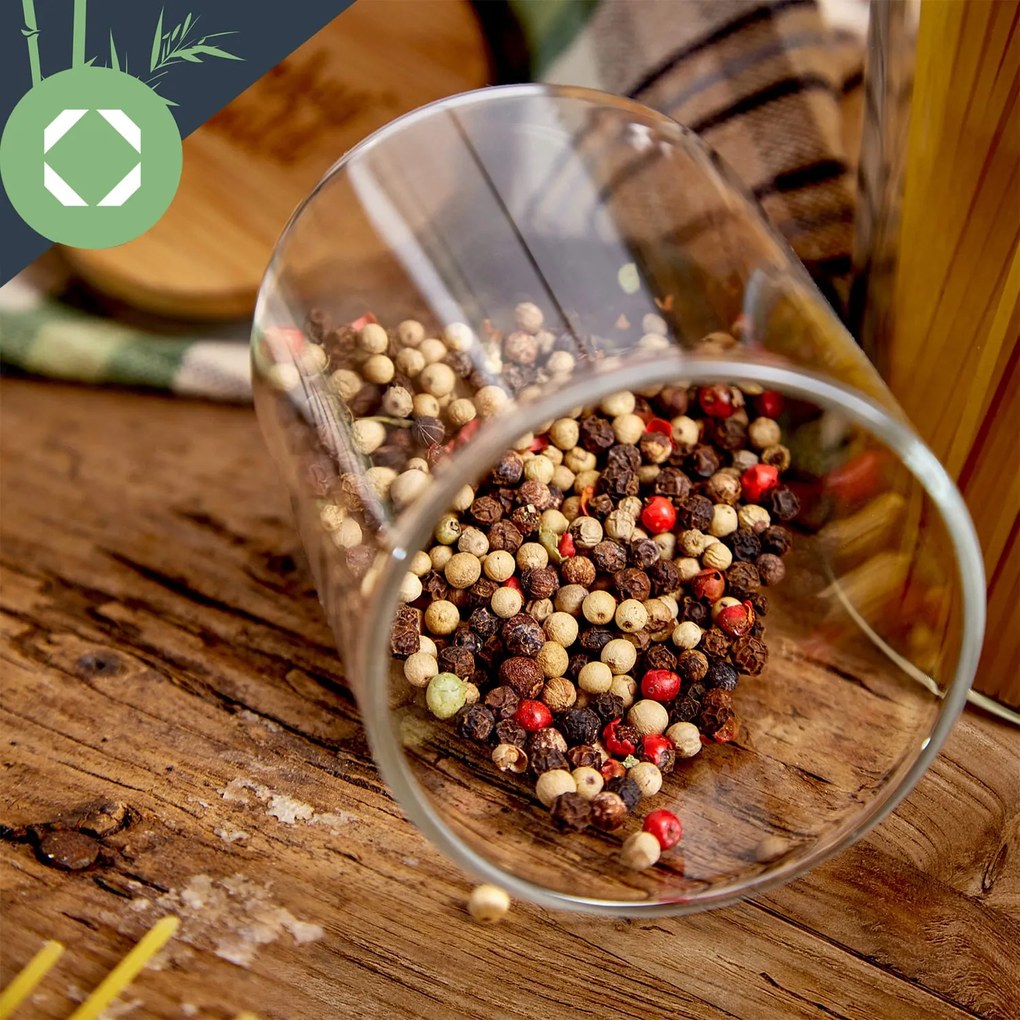 Klarstein Okrúhle poháre, bambusový vrchnák, súprava 10 kusov, každý 150 ml, vzduchotesné