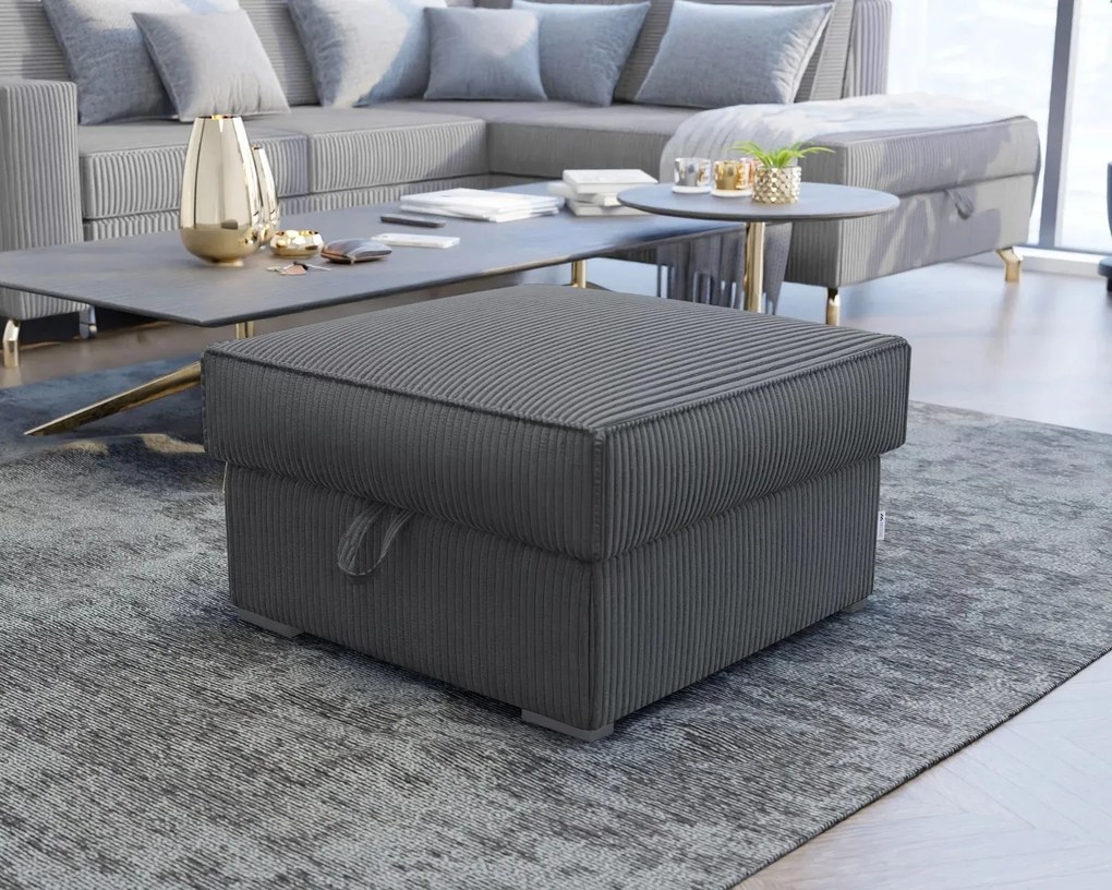 Tmavosivý taburet SMART COSARO s úložným priestorom 65x65 cm