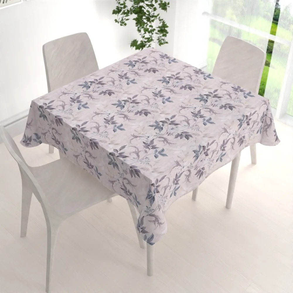 Biante Dekoračný štvorcový obrus PML-053 Popínavé lístky na béžovom 100x100 cm