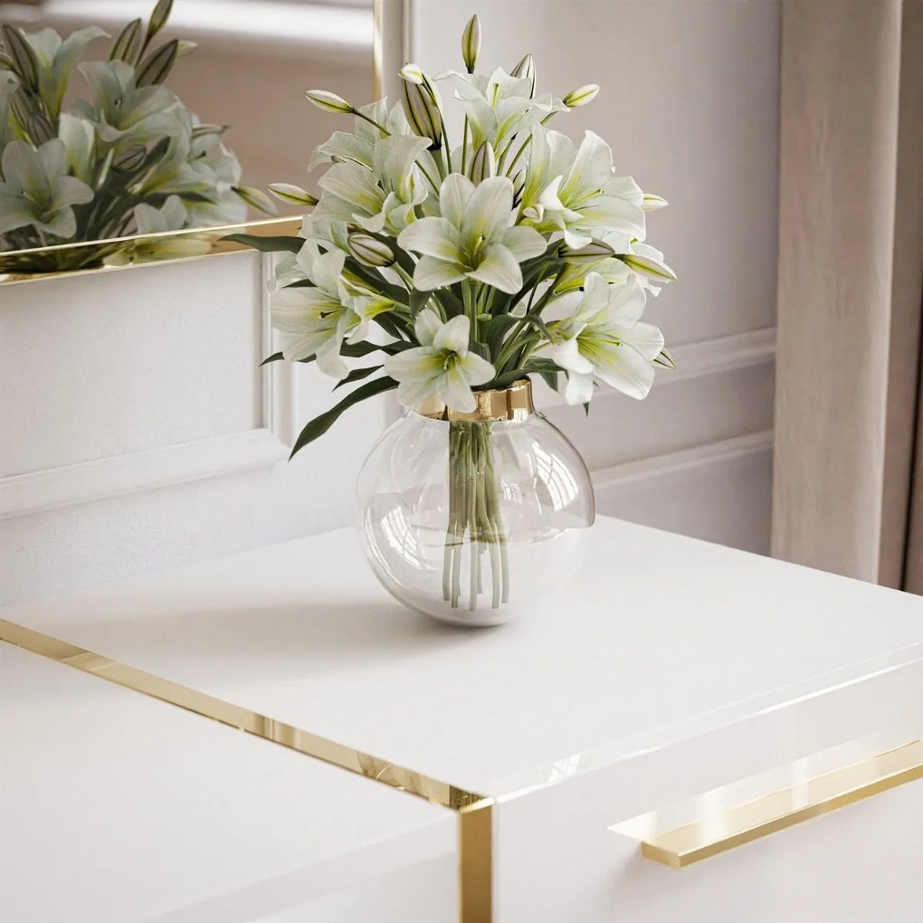 TV STOLÍK SANTINO BIELY LESK / ZLATÝ 158 cm