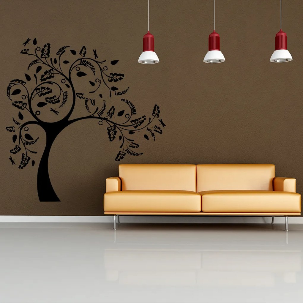Veselá Stena Samolepka Strom v zasnení Farba: oranžová, Veľkosť: 80 x 80 cm