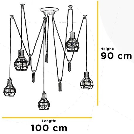 ONLI - Luster na lanku SPIDER 5xE27/15W/230V pavúk čierna