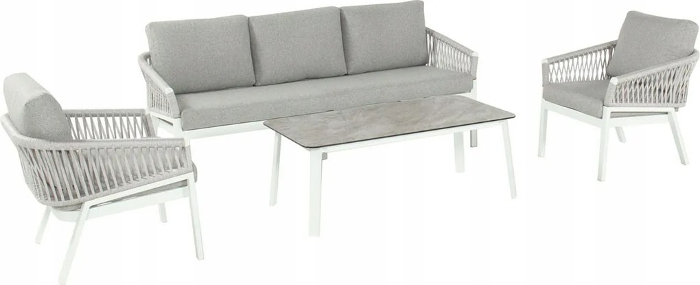 Sedacia súprava Rosalie, 4dielna, so stolom, šedá, 120 x 60 cm