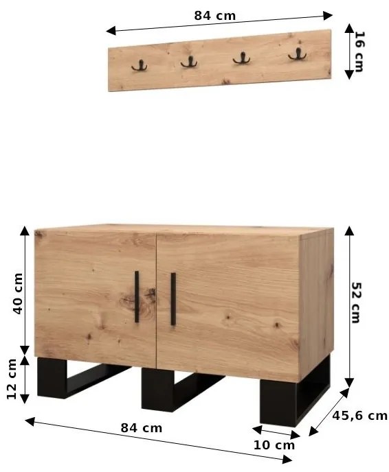 Predsieňová zostava Amanda 10 (dub artisan + zelená). Vlastná spoľahlivá doprava až k Vám domov. 1085940