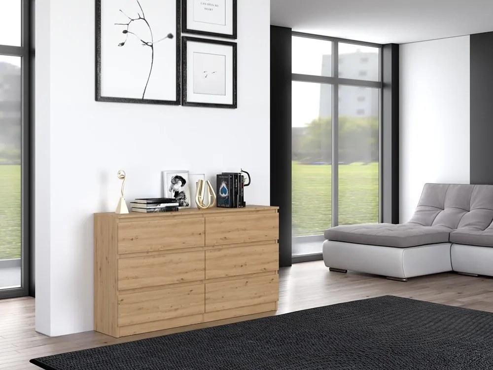 Komoda Musecalo 6 140 (dub artisan). Akcia -19%. Vlastná spoľahlivá doprava až k Vám domov. 1132819