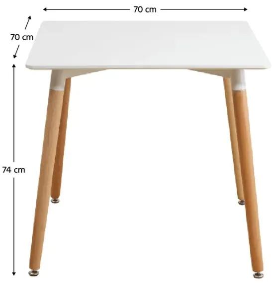 Jedálenský stôl, biela/buk, 70x70 cm, DIDIER 4 NEW