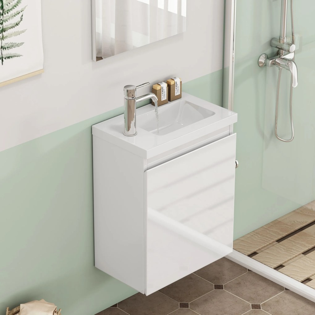 Závesná skrinka s umývadlom Houseland Elara 40 cm biela