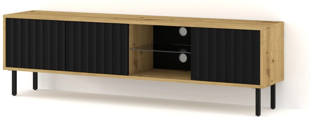 TV stolík/skrinka 156 Vinear (dub artisan + čierna). Vlastná spoľahlivá doprava až k Vám domov. 1125134