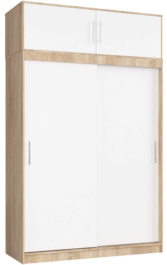 Šatníková skriňa s posuvnými dverami a nadstavcom MONO CLP 150 cm dub sonoma/biela