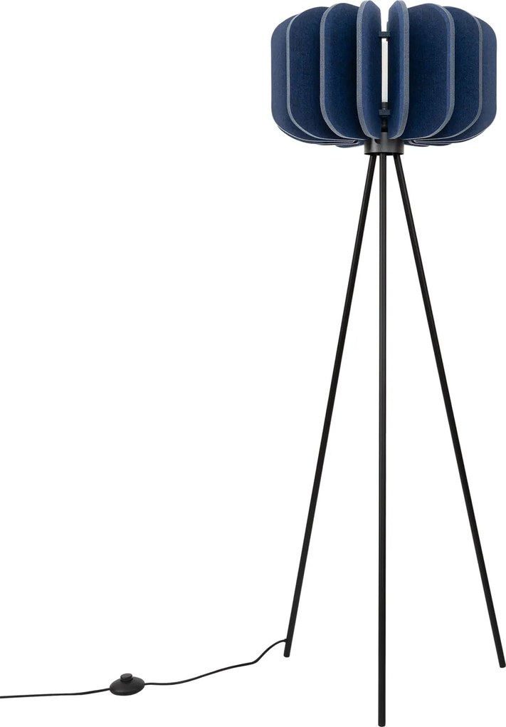 Stojacia lampa Mula, 1x modré plstené tienidlo, b, (fi 45cm)