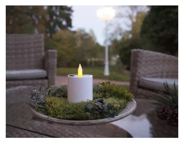 Biela vonkajšia solárna LED sviečka Star Trading Saul, výška 7,3 cm