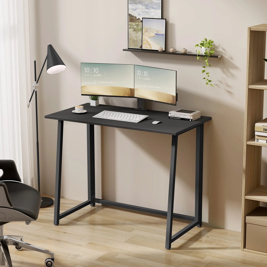 Set do pracovne ZARIMO stôl 80x40 cm čierny + kreslo AVOLA VELVET sivé