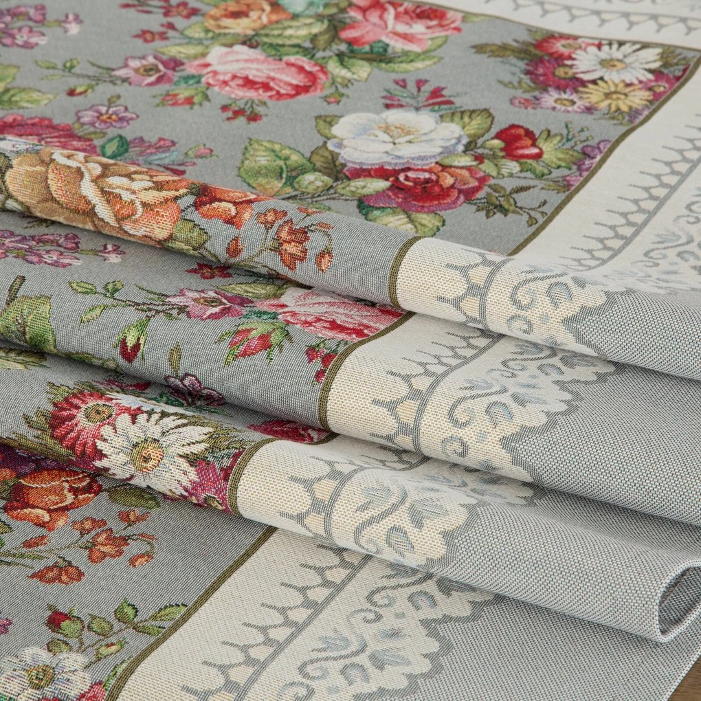 GOBELÍNOVÝ BEHÚŇ NA STÔL S ČIPKOU 140X180 CM VZOROVANÝ