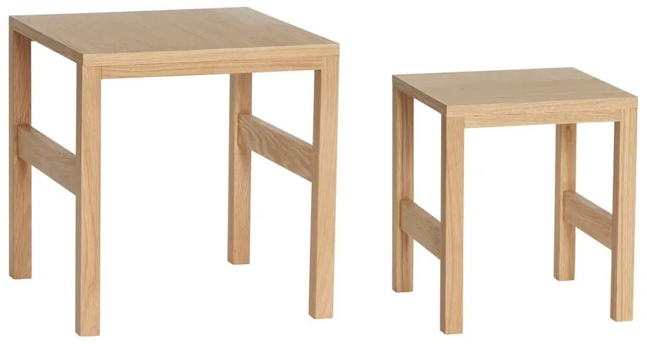 Odkladacie stolíky v dekore duba v súprave 2 ks 40x40 cm Puzzle – Hübsch