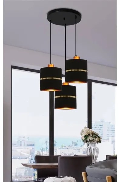 Luster na lanku ASSAM 3xE27/60W/230V čierna