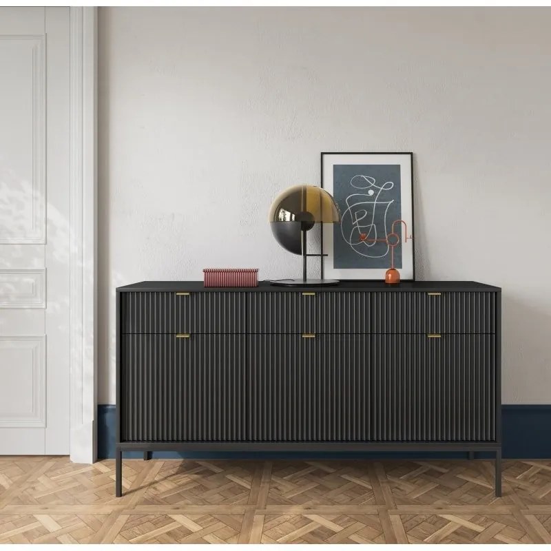 Komoda Nova 154 cm čierna/čierny rám