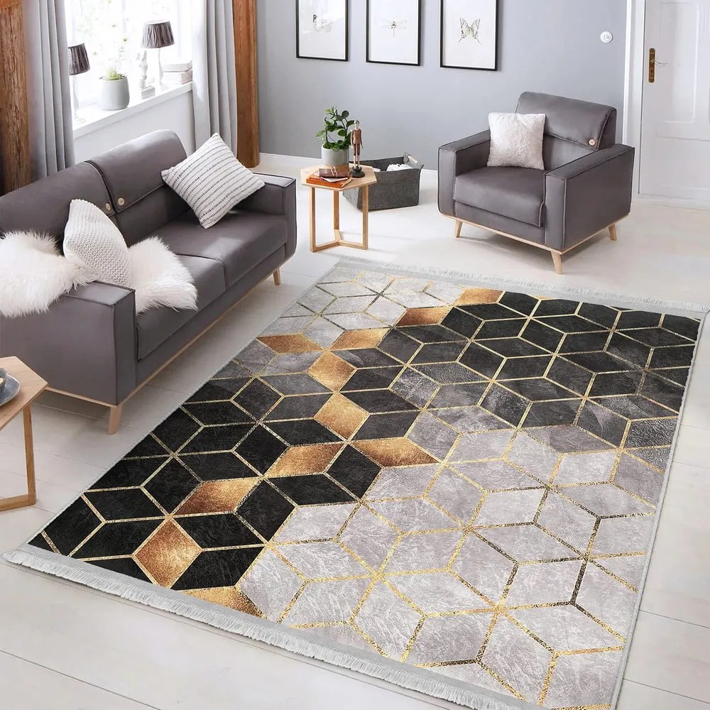 Koberec v sivo-zlatej farbe 120x180 cm – Mila Home