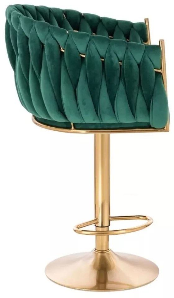 LuxuryForm DESIGN Barová stolička NORDEN VELUR na zlatom tanieri - zelená