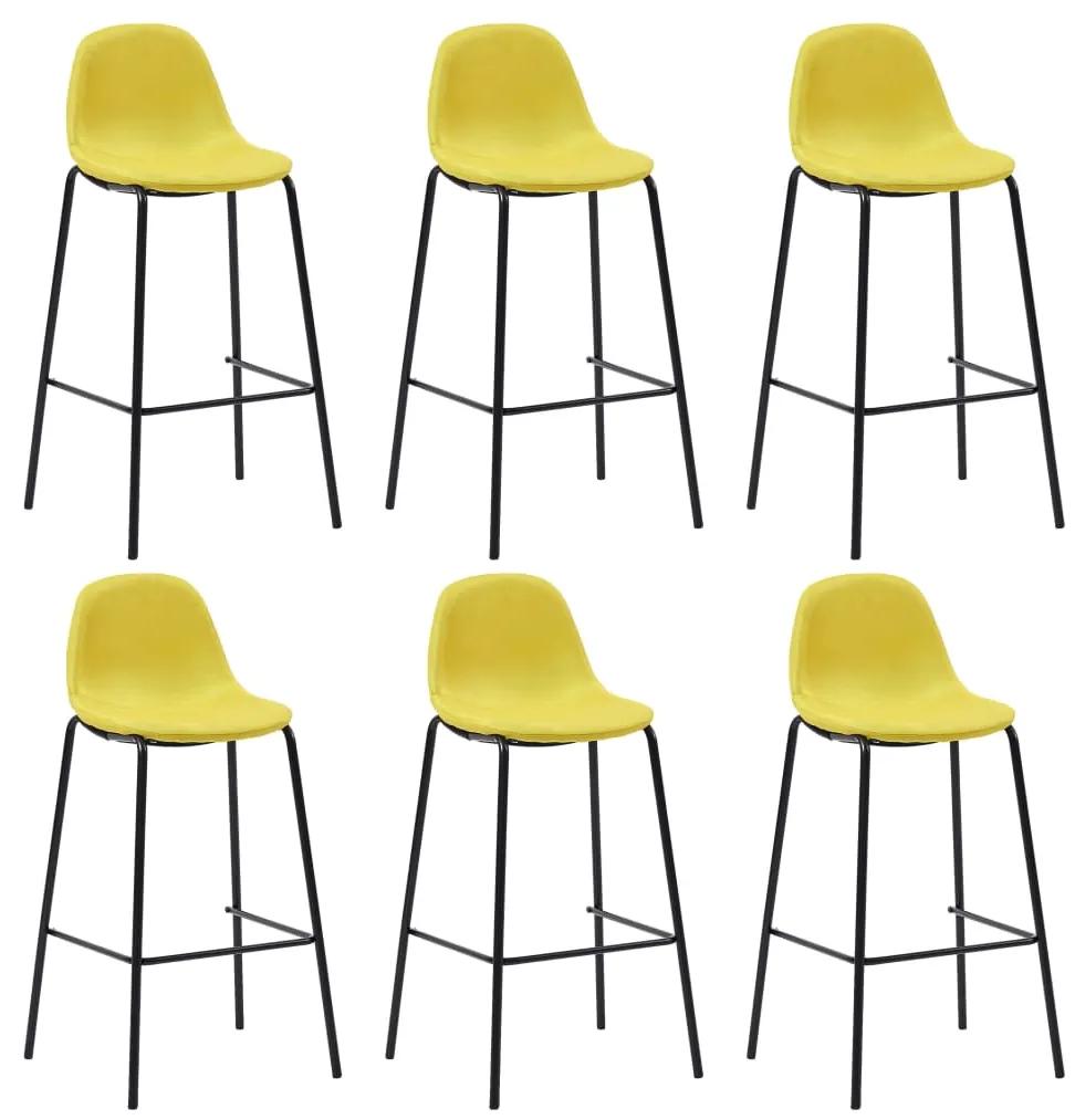 Barové stoličky 6 ks, žlté, látka
