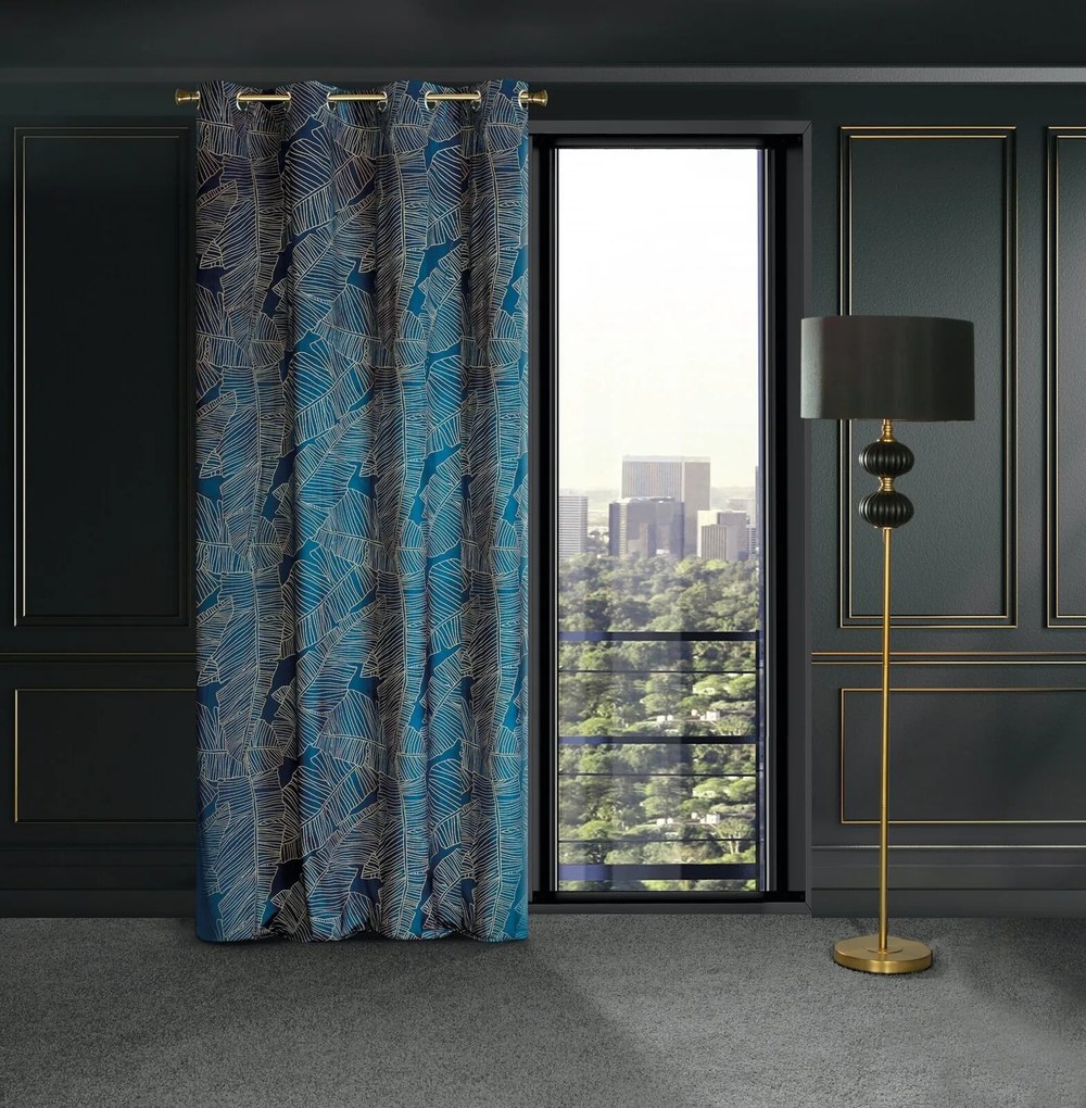 ZATEMŇOVACÍ ZÁVES NA KRÚŽKOCH LIMITED COLLECTION MUSA2 140X250 CM TMAVOMODRÁ