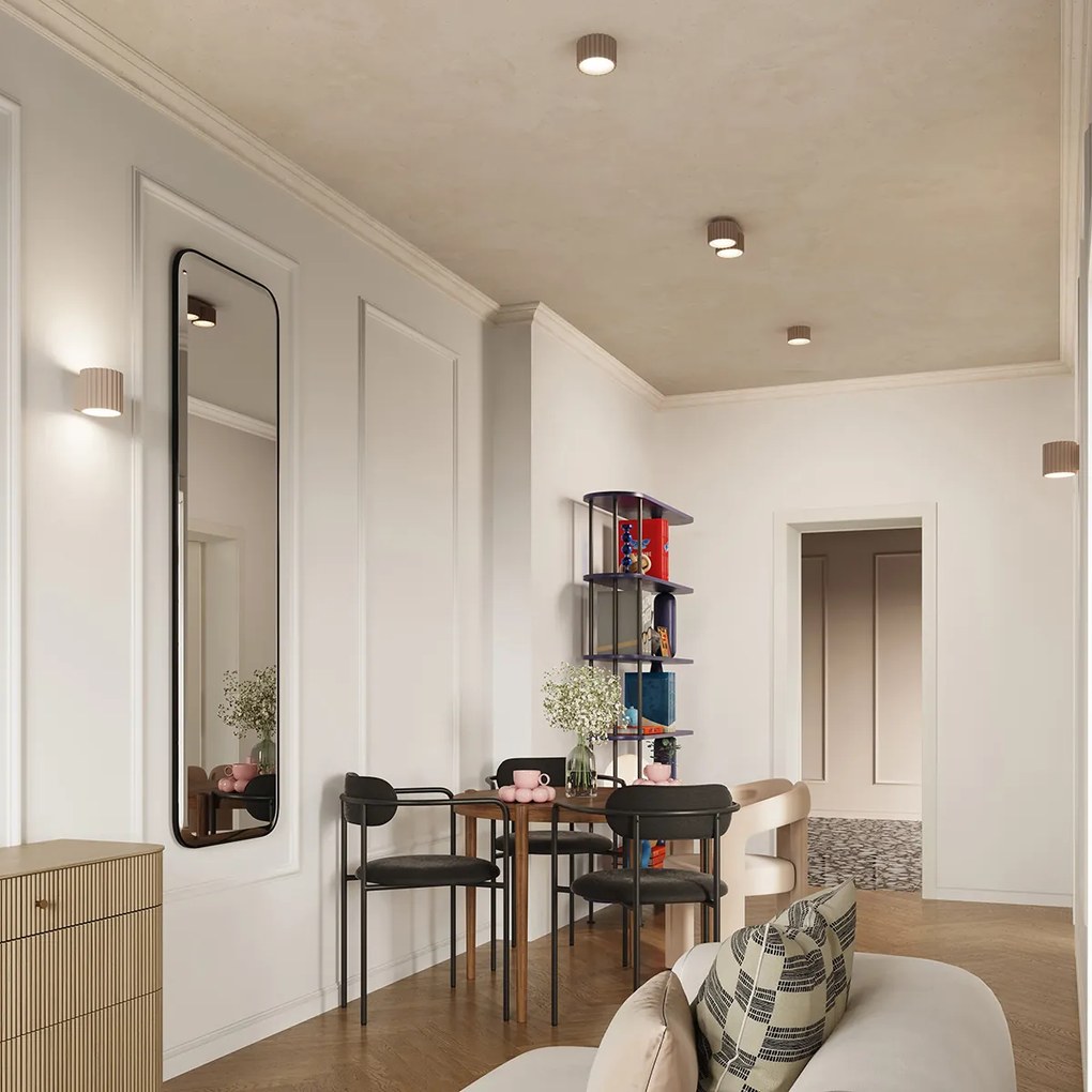 Stropné svietidlo Aura, 1x tmavobéžové hliníkové tienidlo, (6 cm)