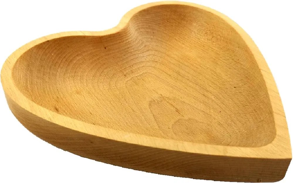 AMADEA Drevená miska v tvare srdca, masívne drevo, rozmer 25x25x4, 5 cm