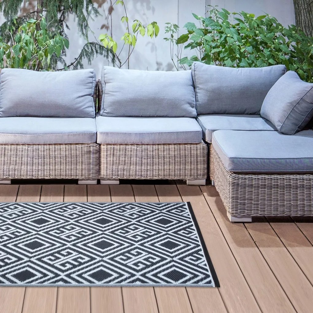 Esschert Design Koberec Heidi, 122x180 cm, biela/čierna