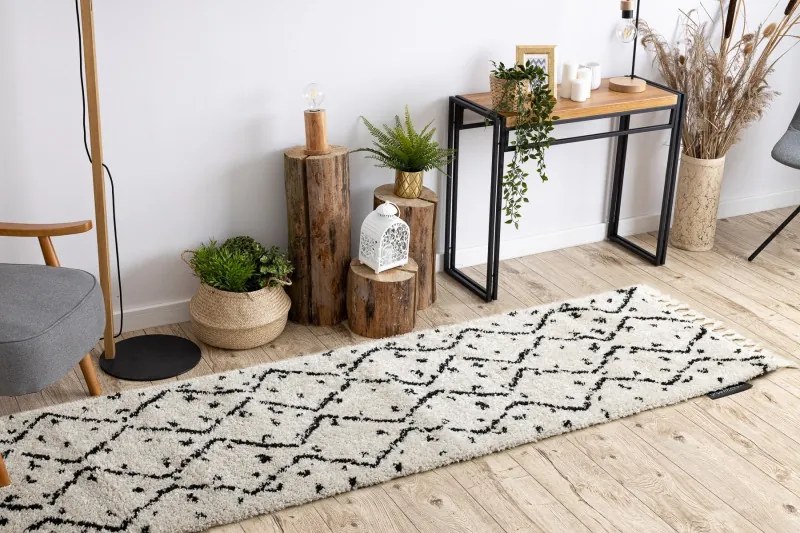 Dywany Łuszczów, Koberec behúň Berber Tetuan B751 cream, 80x300, biela, obývacia izba