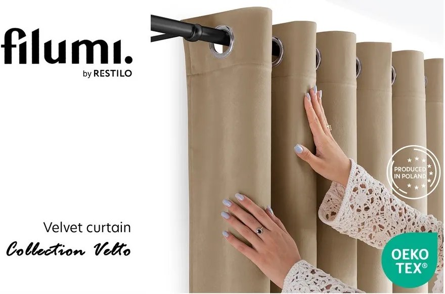 Béžový zamatový dimout záves 265x270 cm Velto – Filumi