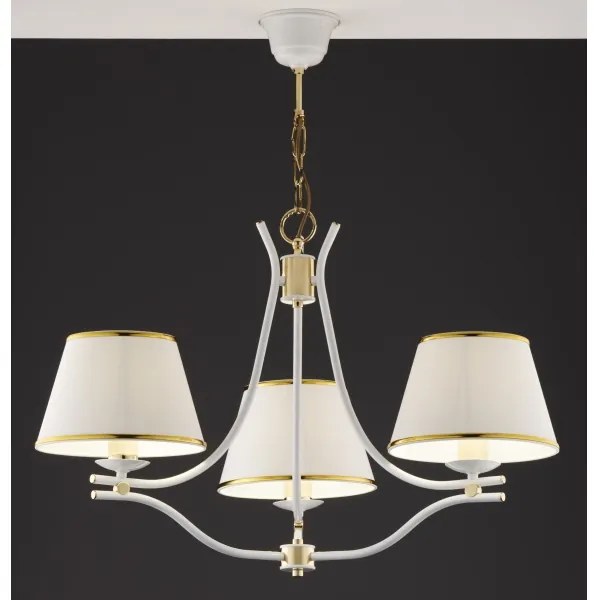 Jupiter 2085 - Luster na reťazi SAMBA 3xE27/15W/230V biela/zlatá