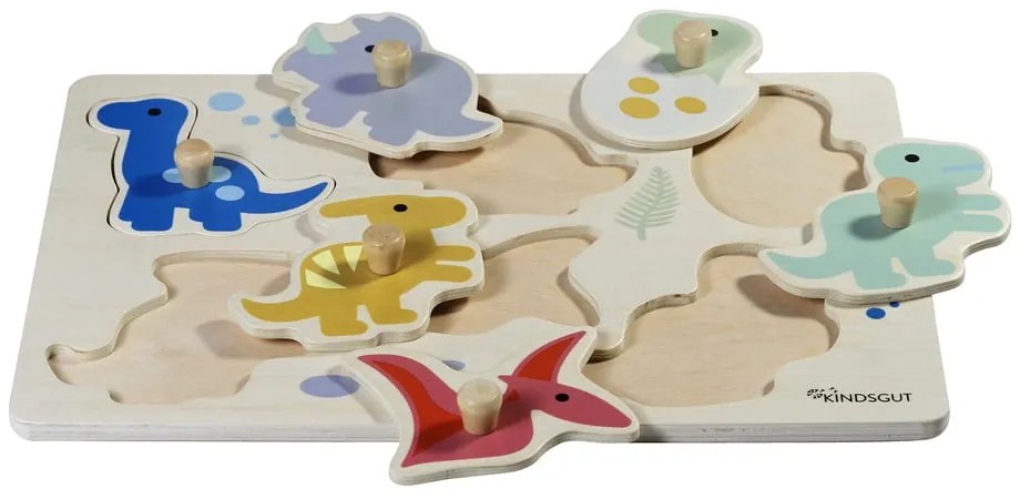Drevené vkladacie puzzle (počet dielikov 6) Dinosaurs – Kindsgut